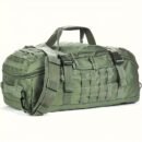 Waterproof hunting backpack in camo pattern with reinforced shoulder straps and hip belt