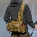 Coyote brown hunting backpacks with MOLLE webbing and external bottle pocket