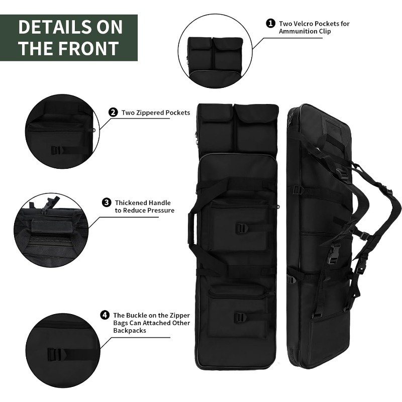 Soft rifle case hunting backpacks with dual side handles and horizontal compression straps
