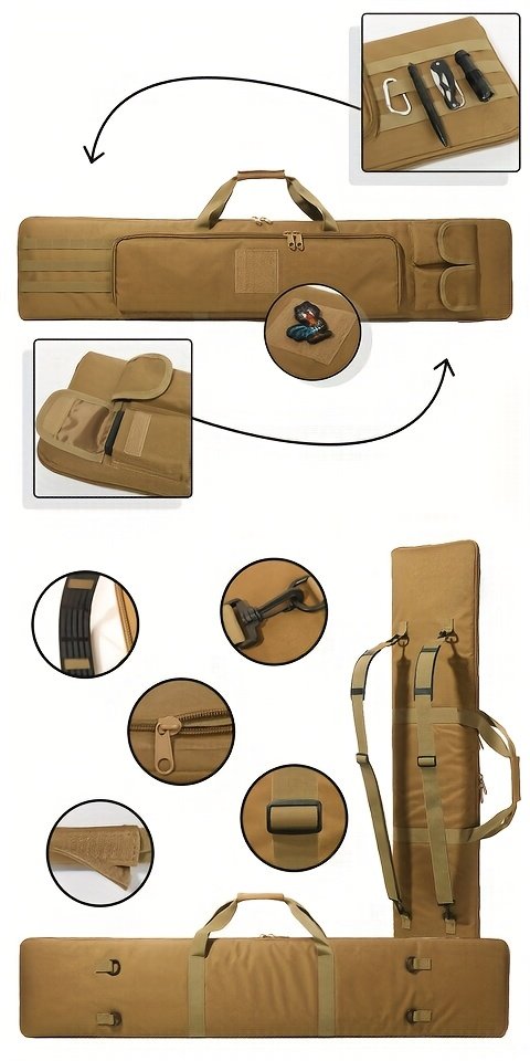 Heavy-Duty 32-52 Inch Double Hunting Gear Bag - Soft Tactical Style Backpack for Shooting Range & Outdoor Use