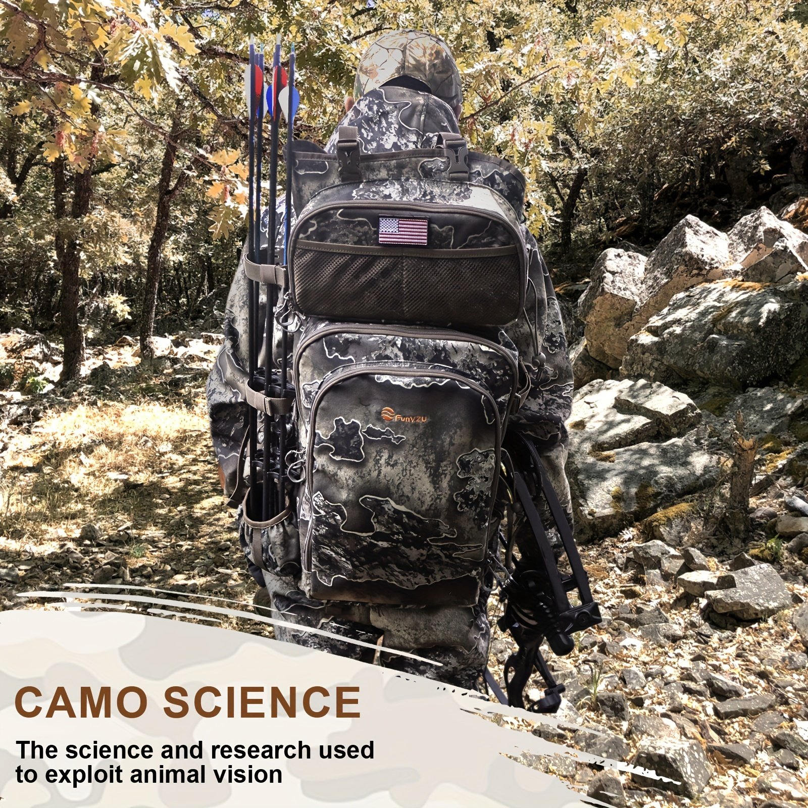 Digital Rocky Camo Bow Hunting Backpack with Bow Holder - Image 10