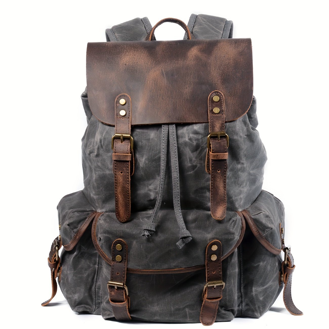 Hunting Hydration Backpack Waxed Canvas Leather Rucksack - Image 6