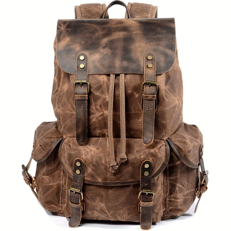 Hunting Hydration Backpack Waxed Canvas Leather Rucksack - Image 3