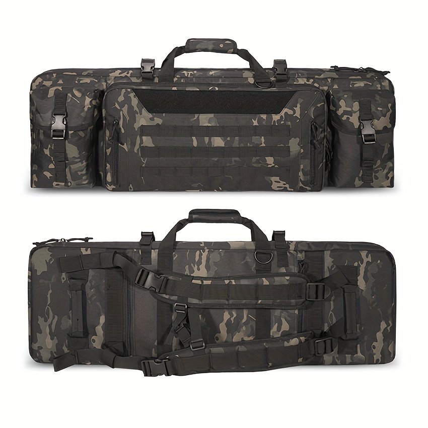 Tactical duck hunting backpack in heavy-duty black nylon with external compression straps
