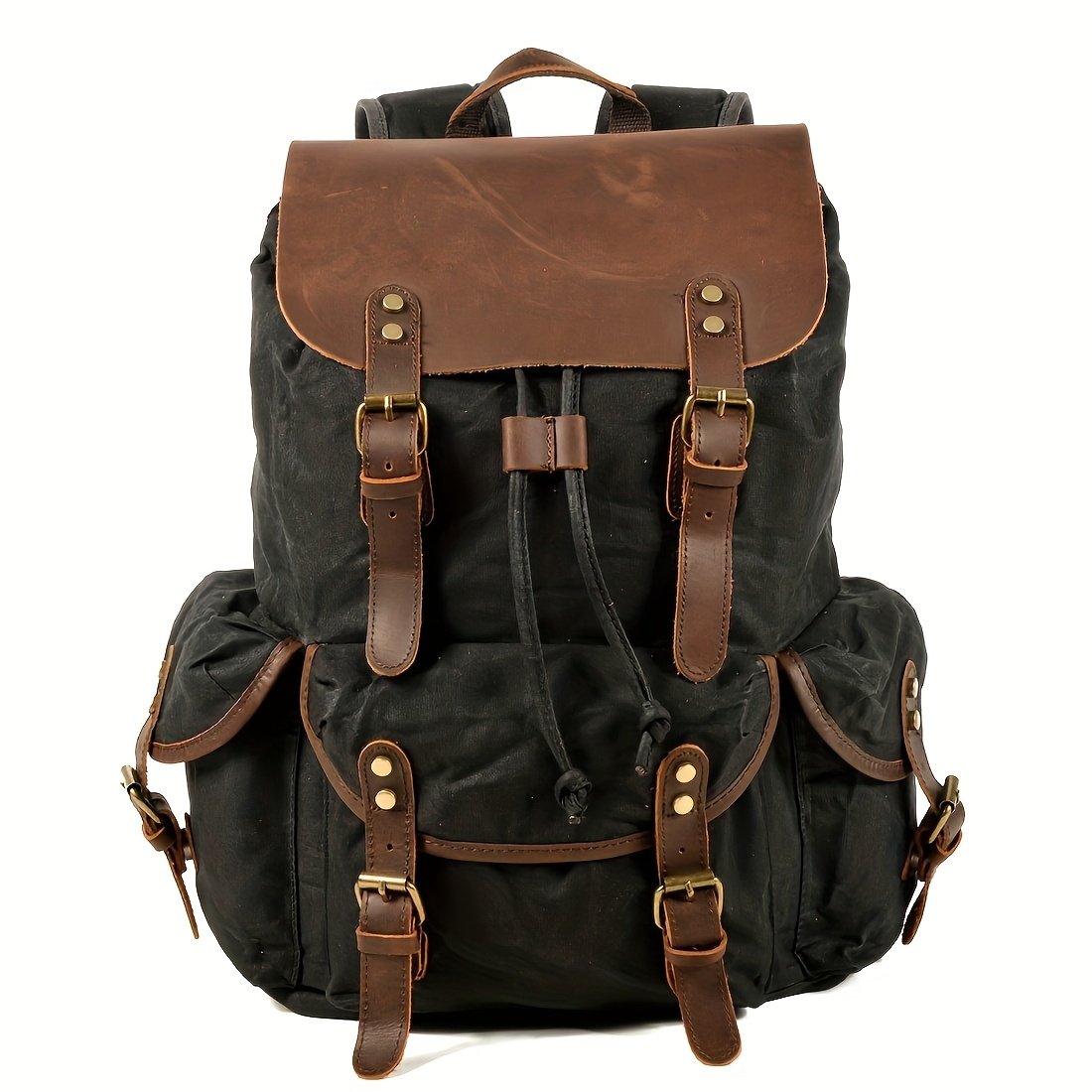 Hunting Hydration Backpack Waxed Canvas Leather Rucksack - Image 10