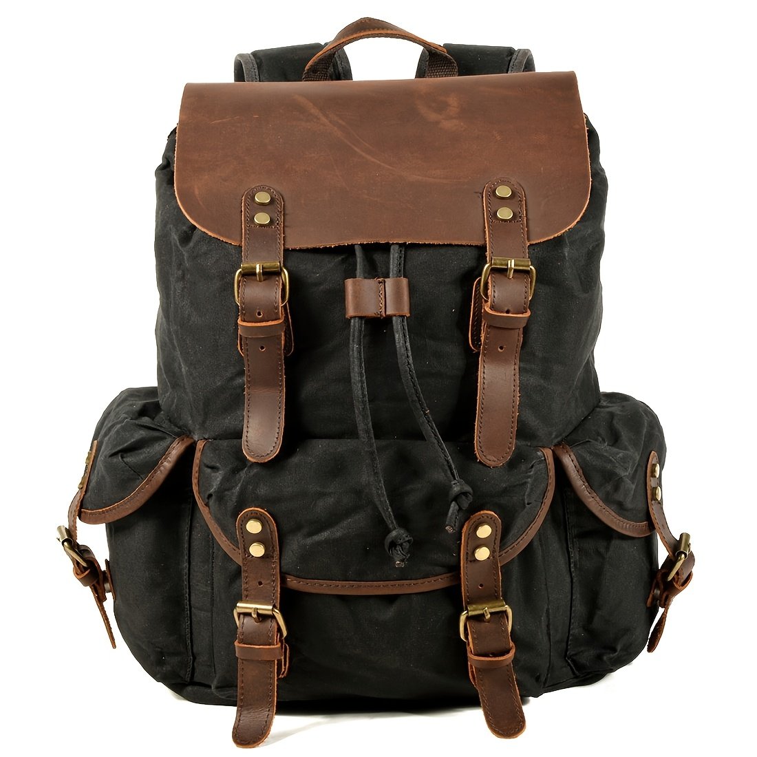 Hunting Hydration Backpack Waxed Canvas Leather Rucksack - Image 8