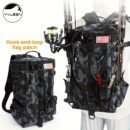 Black and gray digital geometric camo saddle hunting backpack with external MOLLE webbing and compression straps