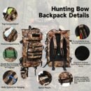 Wetland reed-camo saddle hunting backpack with vertical silhouette for compound bows and tripods
