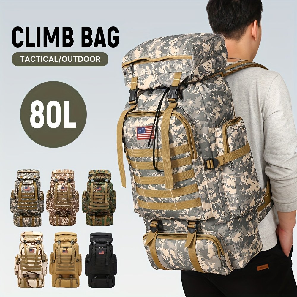 Tactical hunter backpack with padded harness and wide waist belt for backcountry trekking