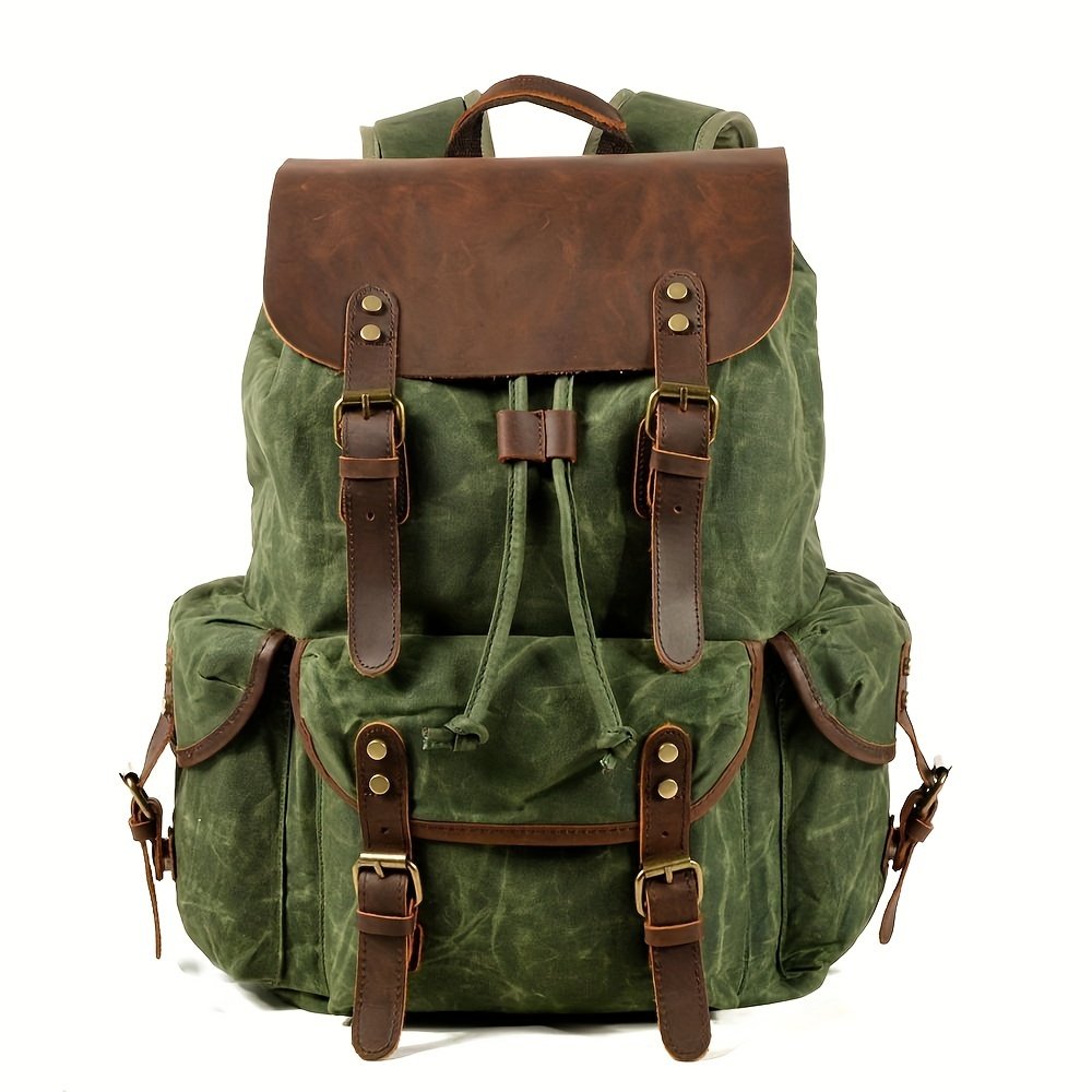 Hunting Hydration Backpack Waxed Canvas Leather Rucksack - Image 4