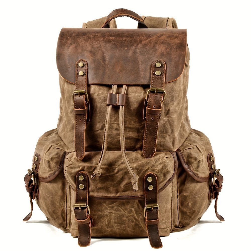 Hunting Hydration Backpack Waxed Canvas Leather Rucksack - Image 9