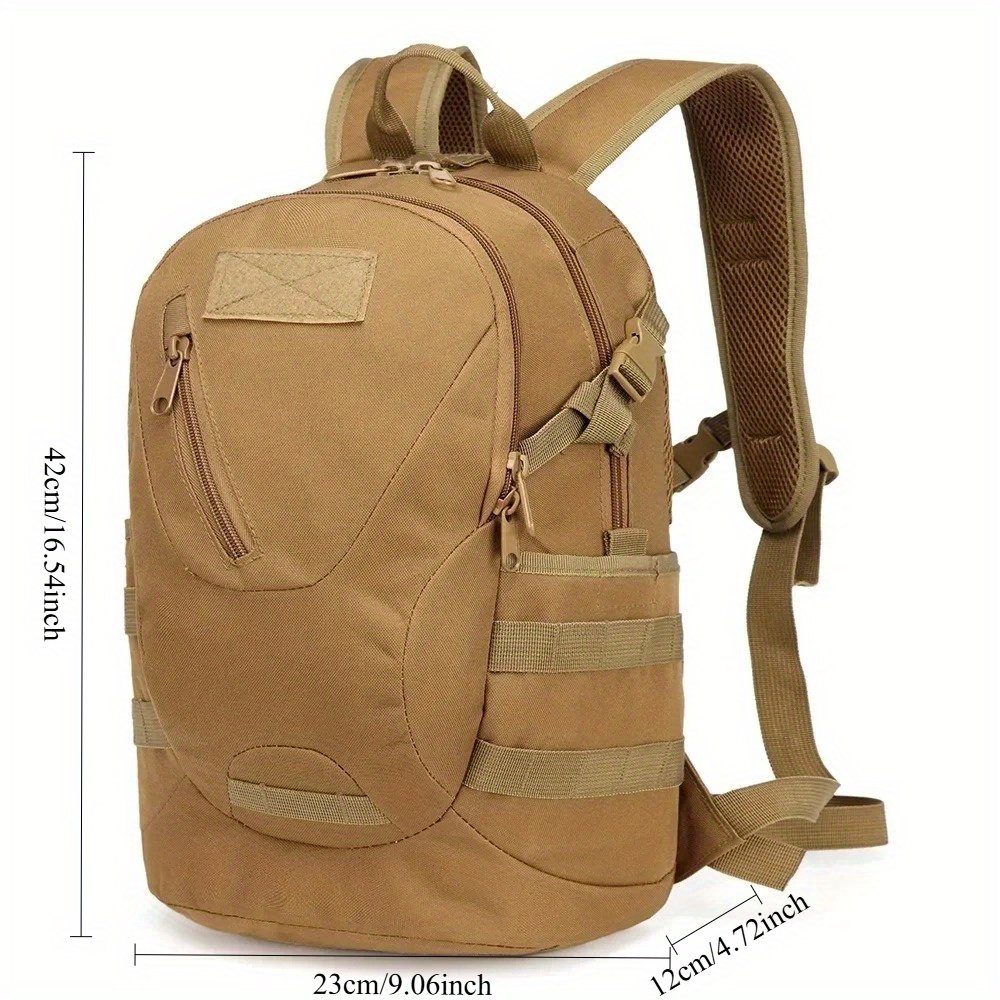 Angled front zippered pocket on a tactical hunter backpack with Velcro loop panel