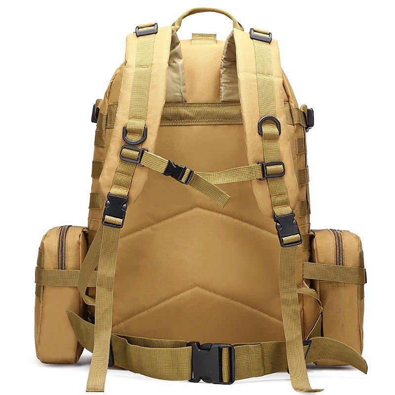 top view of large 55L hunting backpack with reinforced carry handle and main compartment access