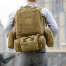 Coyote brown modular camo hunting backpacks with MOLLE webbing and detachable pouches